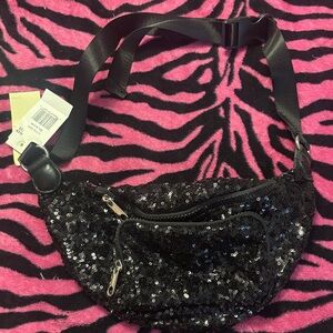 Sequin Black Fanny Pack